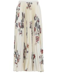 Etro - Pleated Midi Skirt With Floral Print - Lyst