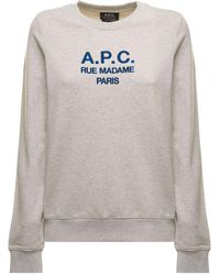 A.P.C. - Tina Sweatshirt In Fleece Cotton With Logo Embroidery To The Chest Woman - Lyst