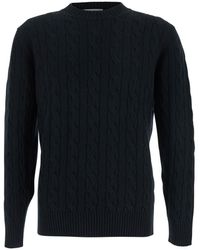 Kangra Cashmere - Crew Neck Sweater With Braided Design - Lyst