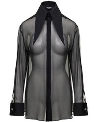 Balmain - Shirt With Oversized Pointed Collar - Lyst