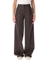 Golden Goose - Pinstripe Wool Wide-Leg Trousers - Lyst