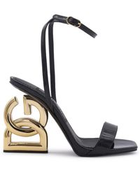 Dolce & Gabbana - Black Leather Keira Sandals - Lyst