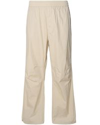 Burberry - Beige Cotton Blend Trousers - Lyst