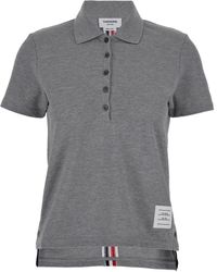 Thom Browne - Relaxed Fit Short Sleeve Polo W/ Center Back Rwb Stripe - Lyst