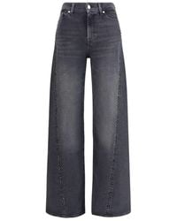 7 For All Mankind - Embellished Twisted Lotta Wide Leg Jeans Clothing - Lyst
