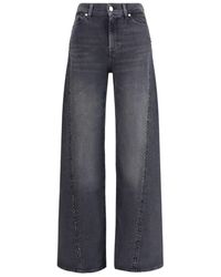 7 For All Mankind - Embellished Twisted Lotta Wide Leg Jeans Clothing - Lyst