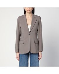 Erika Cavallini Semi Couture - Single-breasted Jacket In Taupe Colour - Lyst