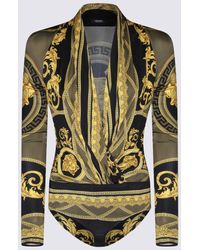 Versace - Gold And Black Viscose Bodysuits - Lyst
