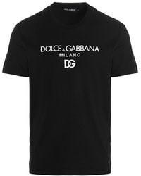 Dolce & Gabbana - Dg Embroidered T-Shirt With Lettering Logo Print - Lyst