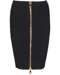 Balmain - Hw Zipped Croco Knit Knee Lenght Skirt - Lyst