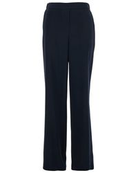 Plain - Pants With Rear Elastic Waist And Wide Leg - Lyst