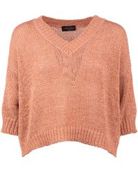 Roberto Collina - V-Neck Sweater With 3/4 Sleeves - Lyst