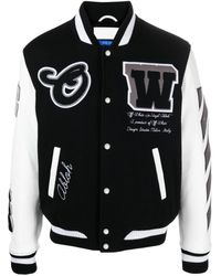 Off-White c/o Virgil Abloh - Logo Wool-blend Varsity Jacket - Lyst