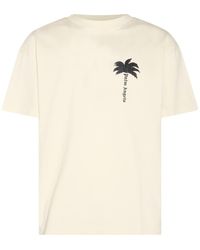 Palm Angels - Cream And Cotton T-Shirt - Lyst