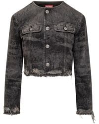 DIESEL - Denim Jacket With Frayed Hems - Lyst