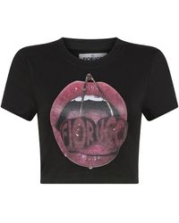 Fiorucci - Cotton Stretch T-Shirt With Mouth And Cherry Print - Lyst