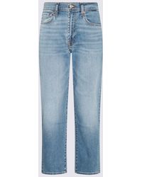 7 For All Mankind - Blue Cotton Blend Jeans - Lyst