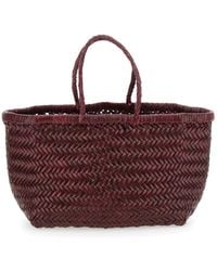 Dragon Diffusion - 'Triple Jump' Bordeaux Handbag With Two Top Handles And Interwoven Design - Lyst