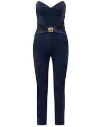 Elisabetta Franchi - Fluid Crepe Jumpsuit With Macro Bow - Lyst