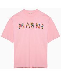 Marni - T Shirt With Logo Bouquet - Lyst