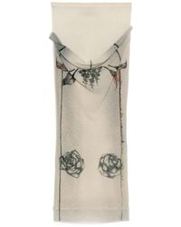 Jean Paul Gaultier - Mesh Skirt Double Layer Printed "Tattoo Rose & Bird" - Lyst
