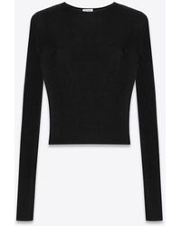 Saint Laurent - Ribbed-Knit Cropped Top - Lyst