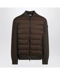 Moncler - Cardigan With Padded Nylon Knit Sleeves - Lyst