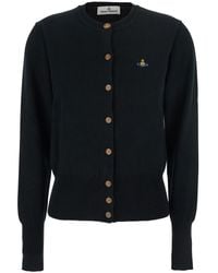 Vivienne Westwood - 'Bea' Cardigan With Orb Embroidery And Branded Button - Lyst