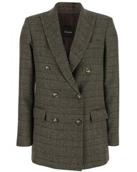 Plain - Double-Breasted Jacket With Peak Revers And All-Over Striped Motif - Lyst