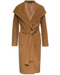 Tagliatore Daisy Brown Long Coat In Wool Blend