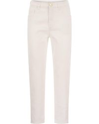Brunello Cucinelli - Baggy Trousers In Garment-dyed Comfort Denim With Shiny Tab - Lyst