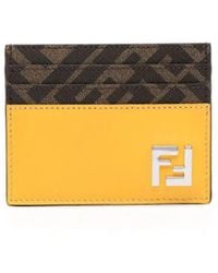 Fendi - Ff Logo-plaque Leather Cardholder - Lyst