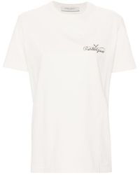 Golden Goose - Cotton T-shirt With Cursive Logo Printed On The Front. - Lyst