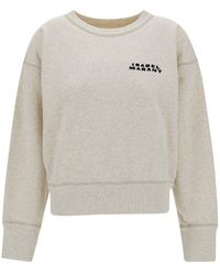 Isabel Marant - Cropped Sweatshirt With Contrasting Logo Embroidery - Lyst