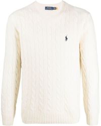 Ralph Lauren - Textured Cable Knit Sweater With Round Neckline And Fitted Silhouette - Lyst