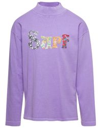 ERL - Lilac Crewneck Pullover With Embroidered Motif - Lyst
