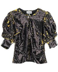 Ganni - Two-tone Sequin Top - Lyst