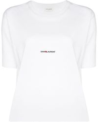 Saint Laurent - Logo Crewneck T-shirt - Lyst