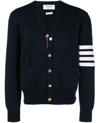 Thom Browne - Milano Stitch V Neck Cardigan In Cotton Crepe Clothing - Lyst