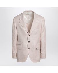 Brunello Cucinelli - Papaya-Colored Prince Of Wales Jacket - Lyst