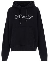 Off-White c/o Virgil Abloh - Black Hoodiw With Logo Lettering Print In Jersey Man - Lyst