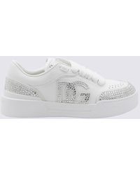 Dolce & Gabbana - White And Silver Leather New Roma Sneakers - Lyst