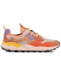 Flower Mountain - Yamano 3 Beige And Salmon Suede And Nylon Sneakers - Lyst