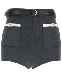 Self-Portrait - Belted Shorts With Two Front Patch Pockets - Lyst