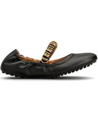 Tod's - Metallic Rings Strap Nappa Leather Ballerinas Shoes - Lyst