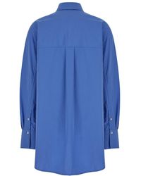 Totême - Oversized Blue Shirt With Pointed Collar In Fabric Woman - Lyst