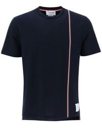 Thom Browne - Crewneck T-shirt With Tricolor Intarsia - Lyst