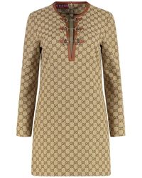 Gucci - Gg Jacquard Fabric Dress - Lyst