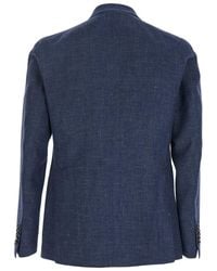 Tagliatore - Double-Breasted Blazer With Logo Pin On The Front - Lyst