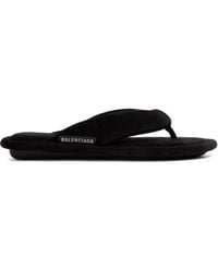 Balenciaga Soft Velvet Thong Sandals in Black - Lyst